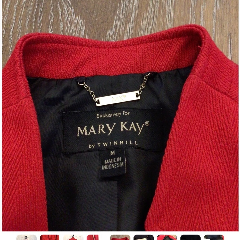 Vintage Mary Kay by Twinhill Red Womens Blazer Jacket Size Medium - Picture 7 of 9